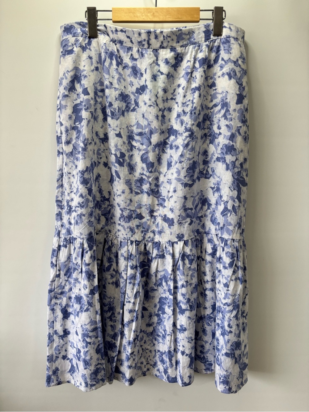 Laura Ashley Blue and White Floral Midi Skirt